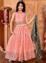 Chinnon Pink Wedding Wear Embroidery Work Readymade Kids Lehenga Choli